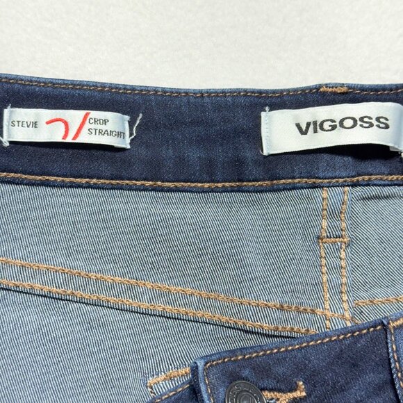 Vigoss Women's Stevie Straight Stretch Raw Hem Blue Crop Denim Jeans Size 29 NWT - Picture 5 of 11